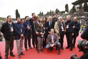 Foto di gruppo del "Comitato difendiamo i nostri figli", promotore del Family Day 