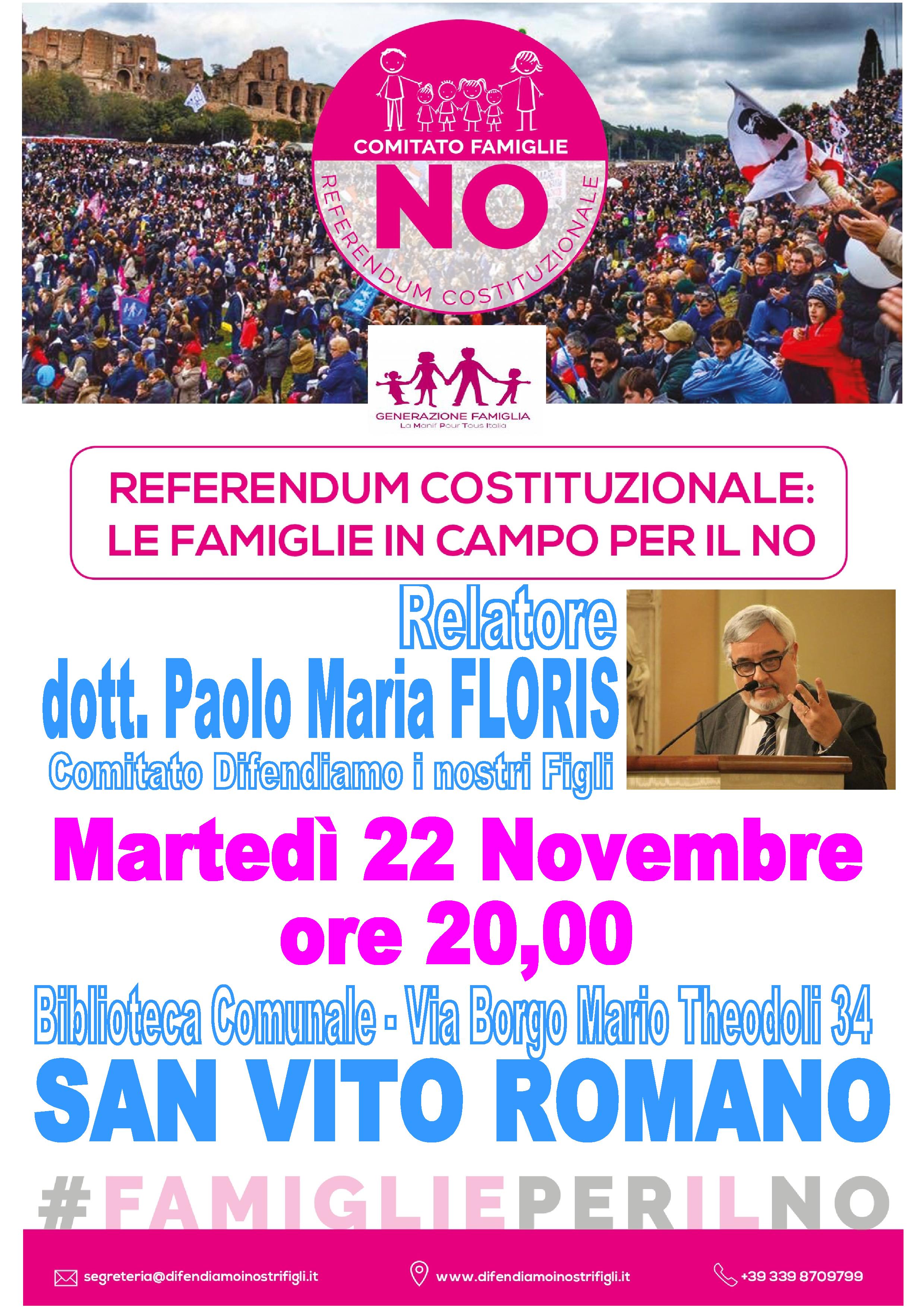San Vito Romano (RM) – Referendum Costituzionale: le famiglie in campo per il no.